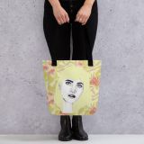 bolso de tela rígida retrato mujer en blanco y negro