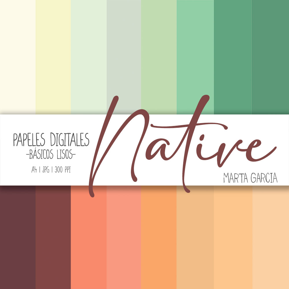Papeles Digitales Native Básicos Lisos A4 para Scrapbooking y Manualidades