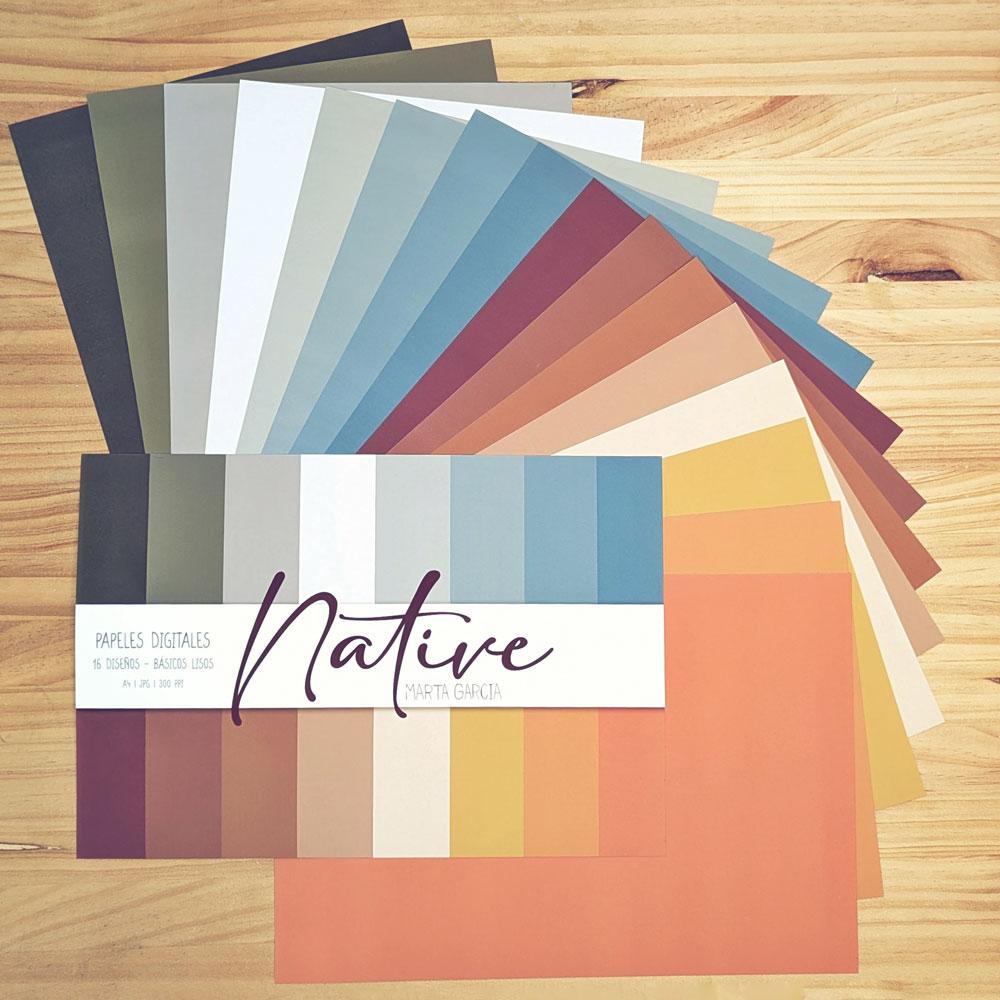 Papeles Digitales NATIVE | 16 Colores Lisos | A4